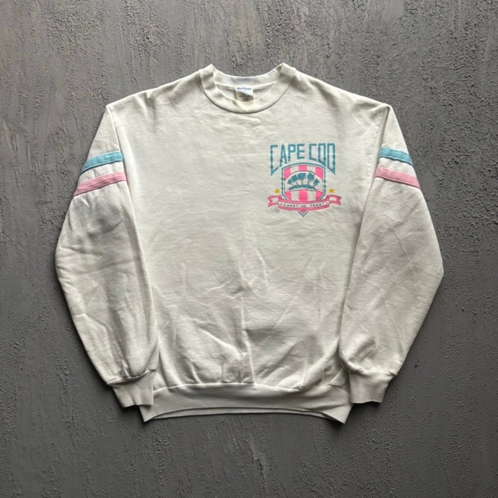 Vintage Cape Cod Graphic Sweatshirt Mens Large White 90s Rudman